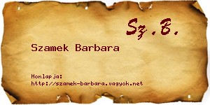 Szamek Barbara névjegykártya